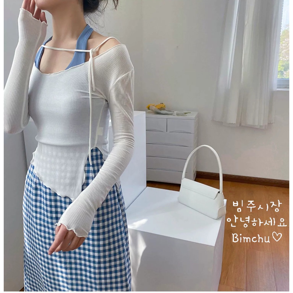 Áo Len Mỏng Dài Tay Xẻ Tà Nữ Tính Chất Mềm Mại Phong Cách Hàn Quốc - S65 | BigBuy360 - bigbuy360.vn