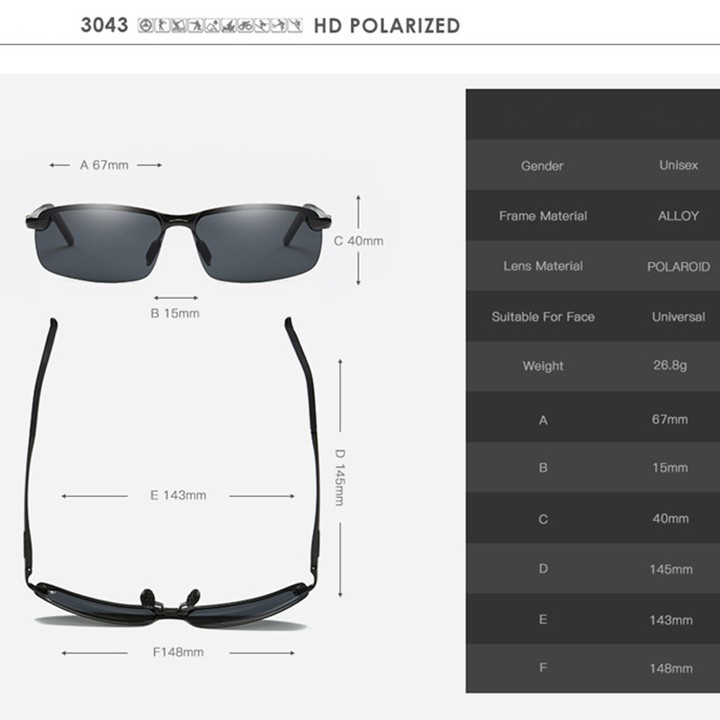 kính mát phân cực ⚡ FREESHIP ⚡ Kính mát phân cực chống tia UV A3043 - Gọng lò xo | BigBuy360 - bigbuy360.vn