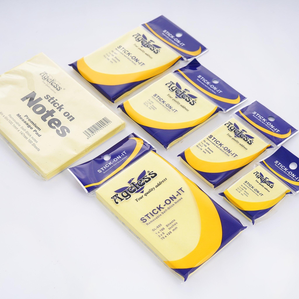 Giấy Note Ghi Chú Màu Vàng Ageless Đủ Kích Cỡ 1.5x2 3x2 3x3 3x4 3x5 4x6