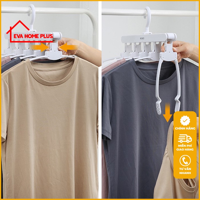 Móc treo quần áo đa năng ECOCO chính hãng, mắc treo quần áo gấp gọn tiết kiệm không gian tủ E1904