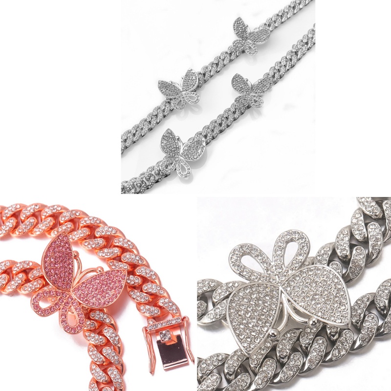 Vòng Cổ Choker Đính Đá Zircon Hình Bướm Dành Cho Nữ Thanh Thiếu Niên