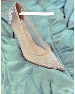 Louboutin đính đá phối lưới cao 7p