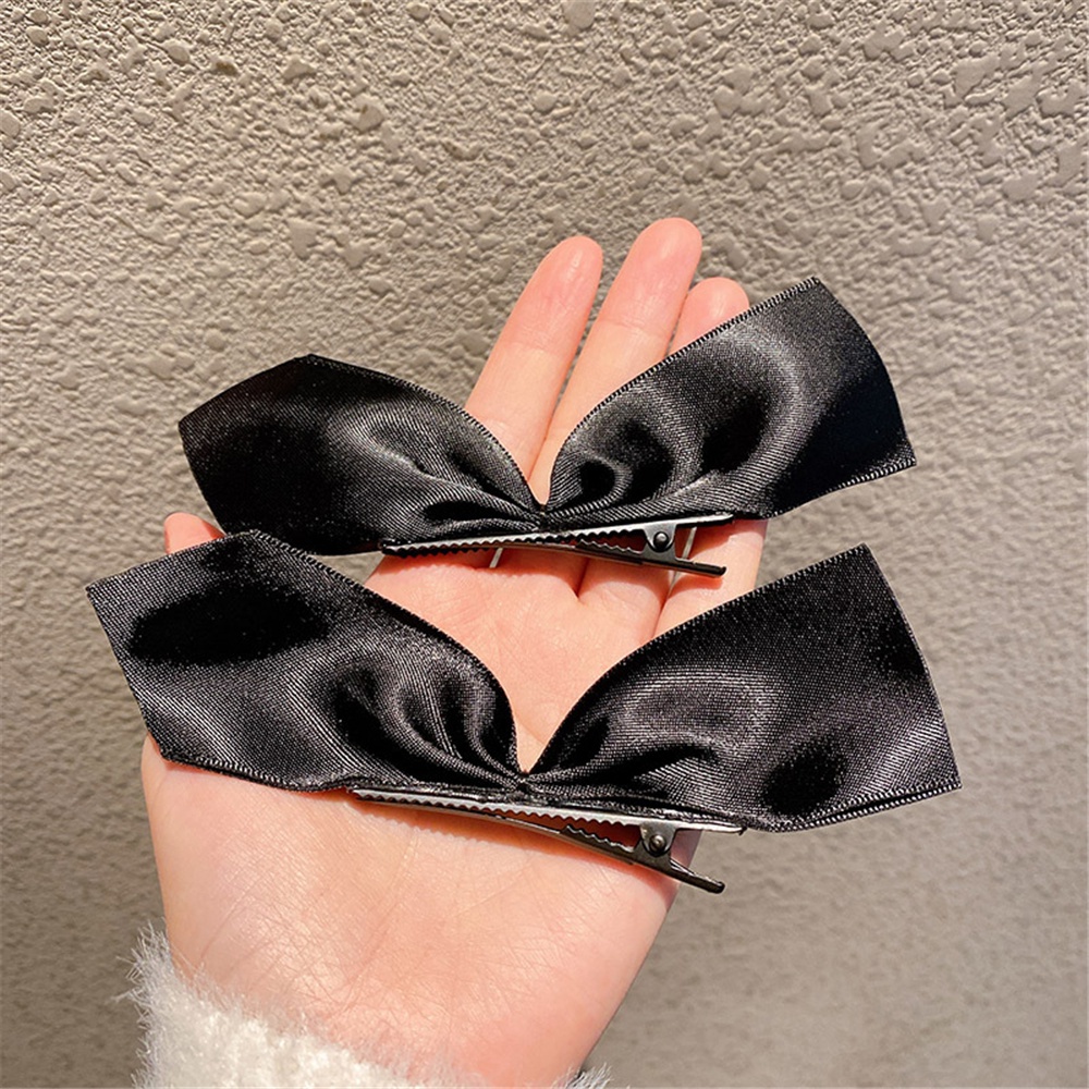 Set 2 kẹp tóc nơ ruy băng nhiều màu phong cách cổ điển sành điệu dành cho nữ
