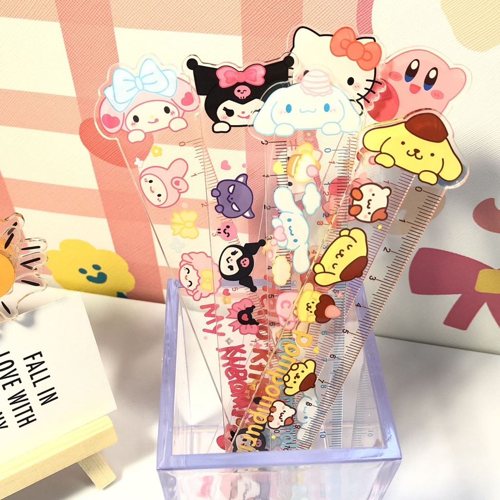 SANRIO Thước Vẽ Hình Mèo Hoạt Hình Kulomi Bằng Acrylic Trong Suốt