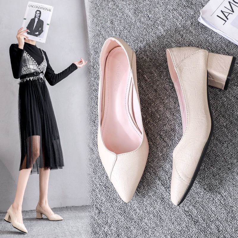 Giày cao gót da mềm phong cách công sở cho nữ 5cm
