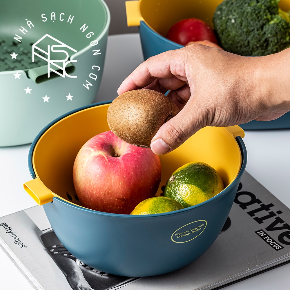 Rổ nhựa hai lớp đựng trái cây rau củ SY1727 (Màu ngẫu nhiên)