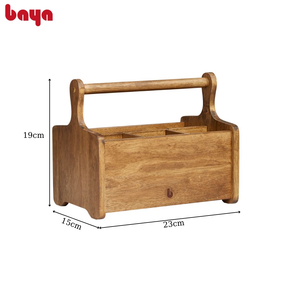 Ống Đựng Muỗng Nĩa BAYA NAPA 1100372 Gỗ Cao Su Màu Nâu Kích Thước D15xW23xH19