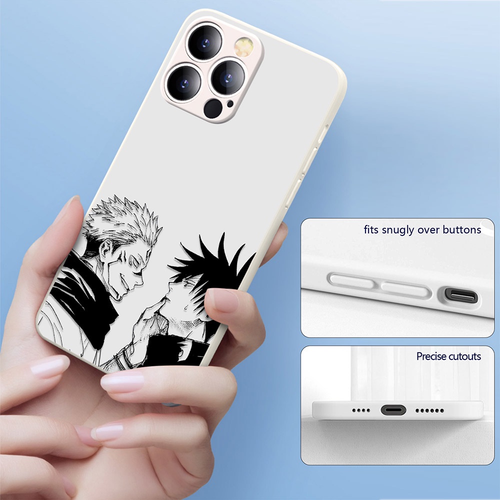Ốp Điện Thoại Mềm Họa Tiết Anime Jujutsu Kaisen Viền Trắng Cho iPhone 11 Pro Max 12 13 7 8 Plus SE 2022 X XS