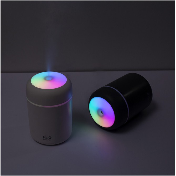 Máy Phun Sương Tạo Độ Ẩm Xông Tinh Dầu Kiêm Đèn Led 7 Màu Cực Xinh, Máy Tạo Độ Ẩm Phun Sương Mini