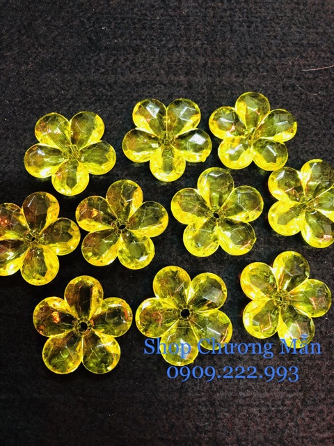 100G Bông Treo 5 Cánh Pha Lê Nhựa 28mm Giá Sỉ