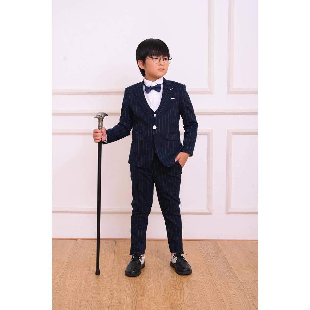 Bộ vest bé trai SANRO KIDS kẻ xanh cao cấp