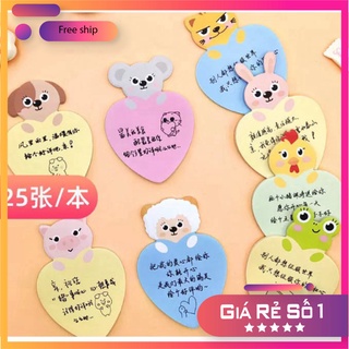 Xấp Giấy Nhớ Giấy Ghi Nhớ Giấy Ghi Chú Giấy Note Hình Tim Thú Dễ Thương Siêu Cute phukienvppbinhduong