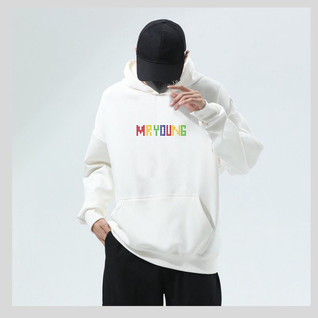 Áo Hoodie nam nữ mùa đông  , áo nỉ bông có mũ unisex nam nữ in hình Mr Young chữ màu độc đáo