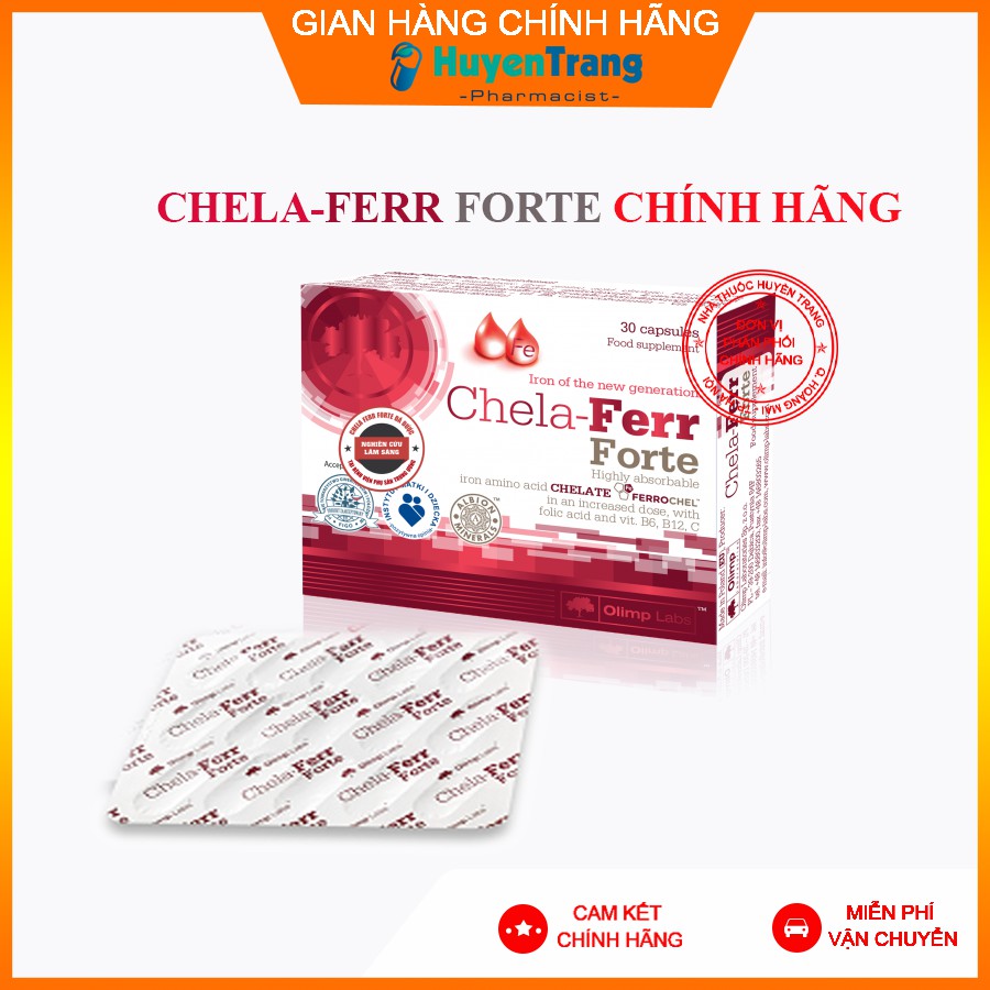 ✔️️️(Tặng quà) Chela Ferr Forte Bổ sung Sắt, Acid Folic cho mẹ Bầu trước và sau sinh (Hộp 30 viên)