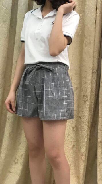 Quần sooc kẻ karo, dáng giả váy | BigBuy360 - bigbuy360.vn