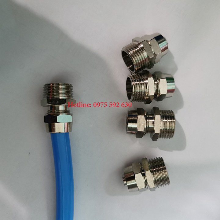 Khớp nối nhanh INOX ren ngoài cắm ống PU 6 , 8, 10, 12