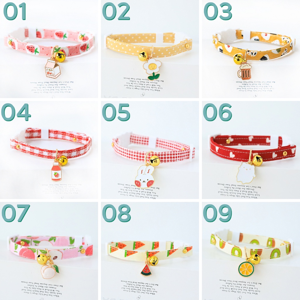 Vòng cổ thú cưng cho chó mèo gắn chuông kèm charm xinh yêu