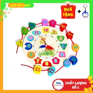 Đồ chơi giáo dục luồn dây thả hình khối đồng hồ cho bé - Đồ chơi đồng hồ