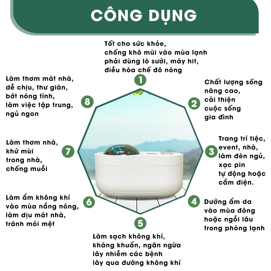 Máy Khuếch tán tạo độ ấm AROMA 3D hai đầu vòi phun