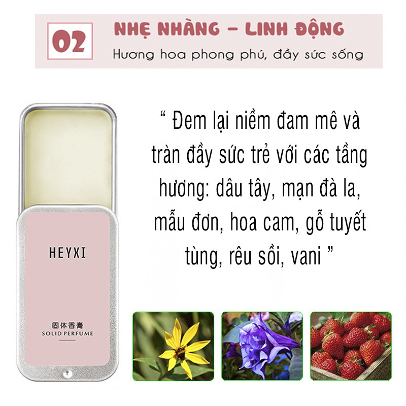 Nước hoa khô dạng sáp HEYXI 4 mùi hương ngọt ngào tươi mát sáp thơm cho nam và nữ nhỏ gọn tiện dụng ZD-NH3 | Thế Giới Skin Care