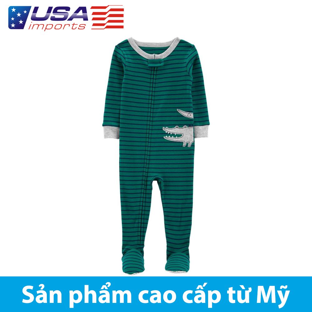 Đồ dài, đồ ngủ cotton kẻ xanh hình cá sấu Car-tờ Auth Từ Mỹ (1M679310)