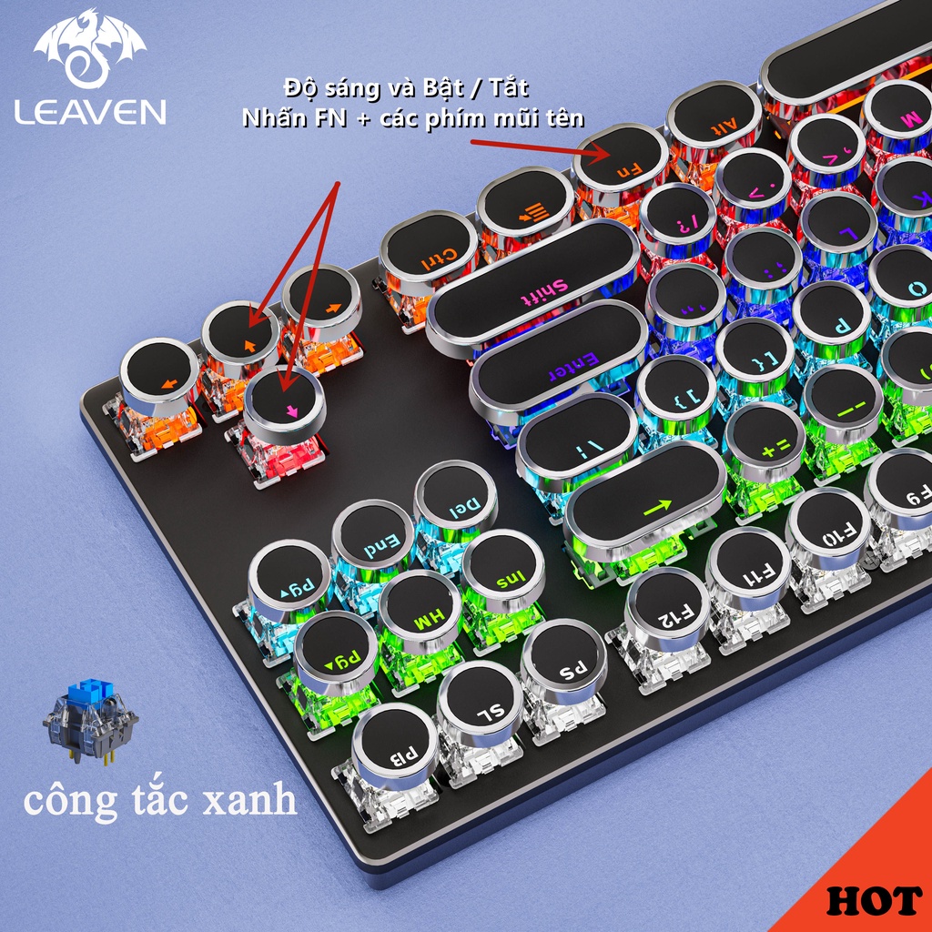Bàn phím máy tính LEAVEN K550 Phiên bản mới RGB LED PRO Office bàn phím cơ chơi game