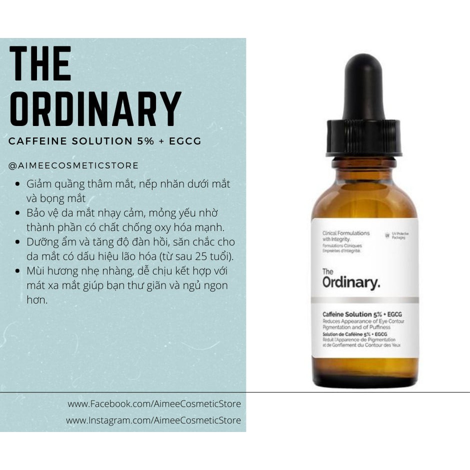 [Mua 1 Tặng 3 - Freeship] Serum Dưỡng da mắt -The Ordinary Caffeine Solution 5% + EGCG - Giữ ẩm, chống thâm, giảm thâm | BigBuy360 - bigbuy360.vn