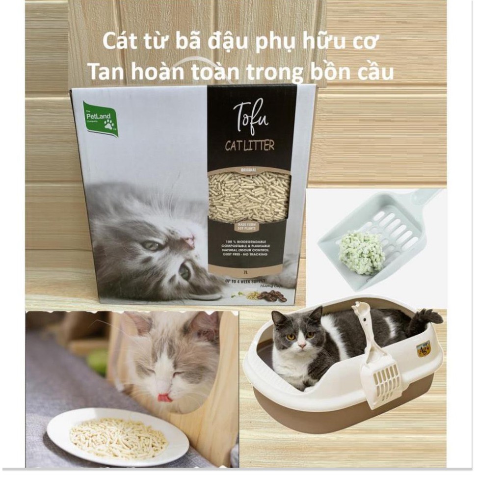 [Mã giảm giá] HN- Cát đậu phụ Tofu 7L Cát vệ sinh cho mèo làm từ bã đậu nành Hữu cơ hòa tan trong bồn cầu và mèo ăn khôn