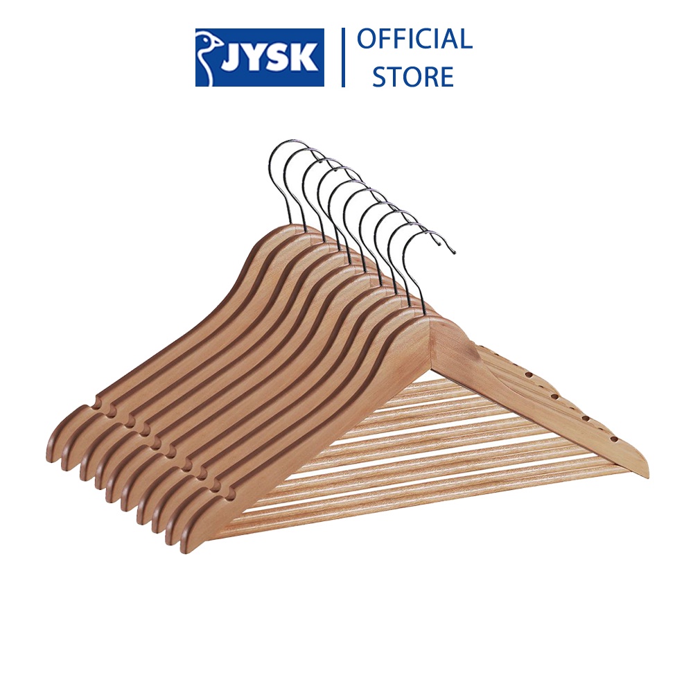 Bộ 10 móc áo | JYSK Sigfrid | gỗ tự nhiên | 44.5x23x1.2cm
