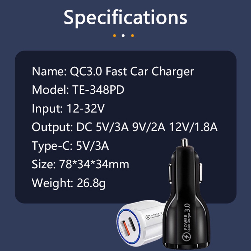 Tẩu Sạc Nhanh 2 Trong 1 Cổng USB 12V 24V Cho Xe Hơi