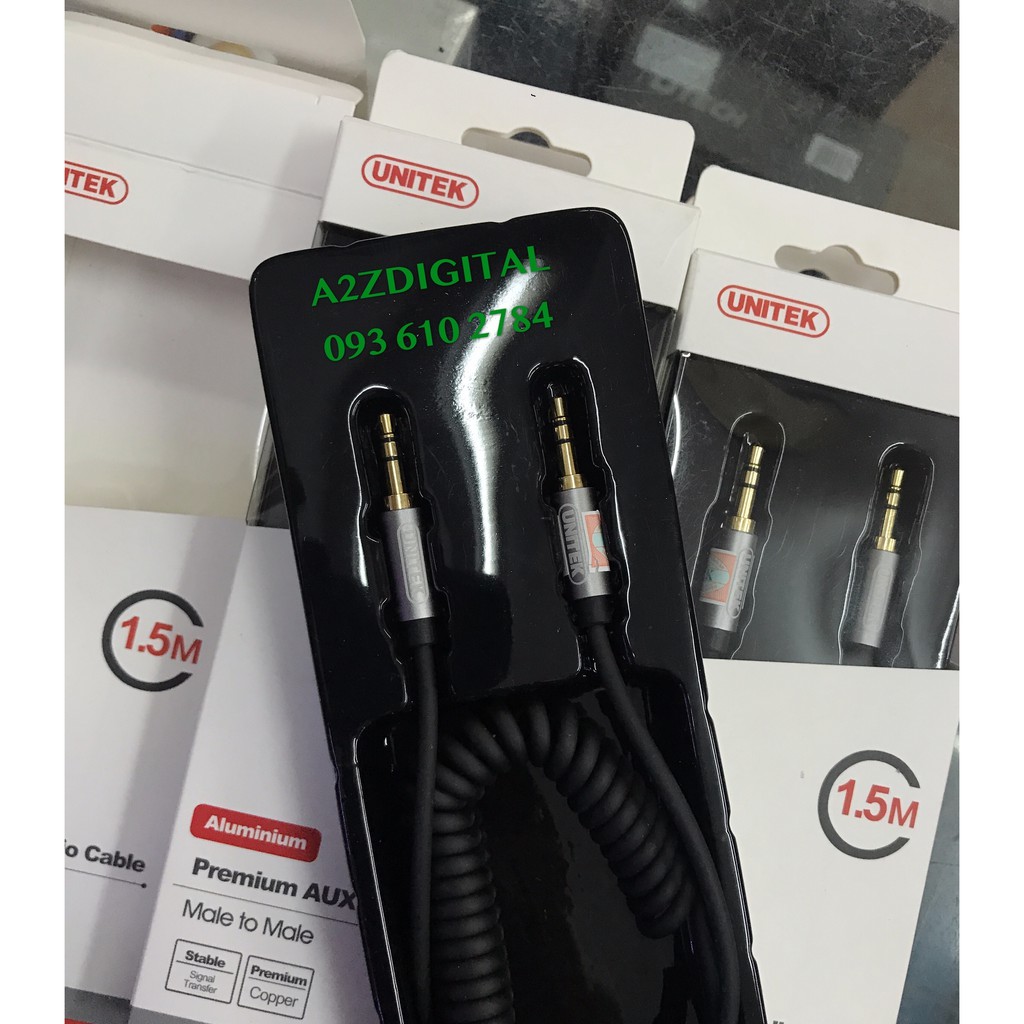 CÁP ÂM THANH 2 ĐẦU JACK CẮM 3.5mm DÂY XOẮN TIỆN LỢI DÀI 1.5M UNITEK YC922