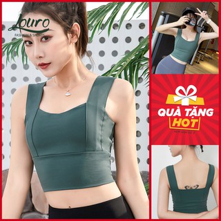 Áo tập gym nữ croptop Louro LA15, kiểu áo bra tập gym, yoga, zumba, hàng cao cấp, có lót nâng ngực