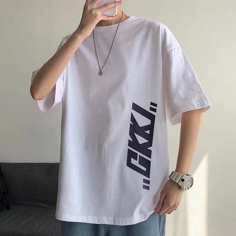 Áo Thun Nam Dáng Rộng In Chữ Phong Cách Hàn Quốc Thời Trang Mùa Hè Thoải Mái Cỡ M-8XL