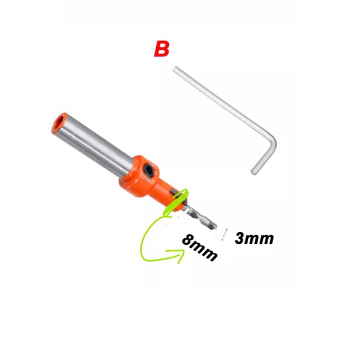 Mũi khoan gỗ 2 tầng Mồi 3mmDoa8mm Đầu Hợp Kim.Kèm máy dập thì free ship
