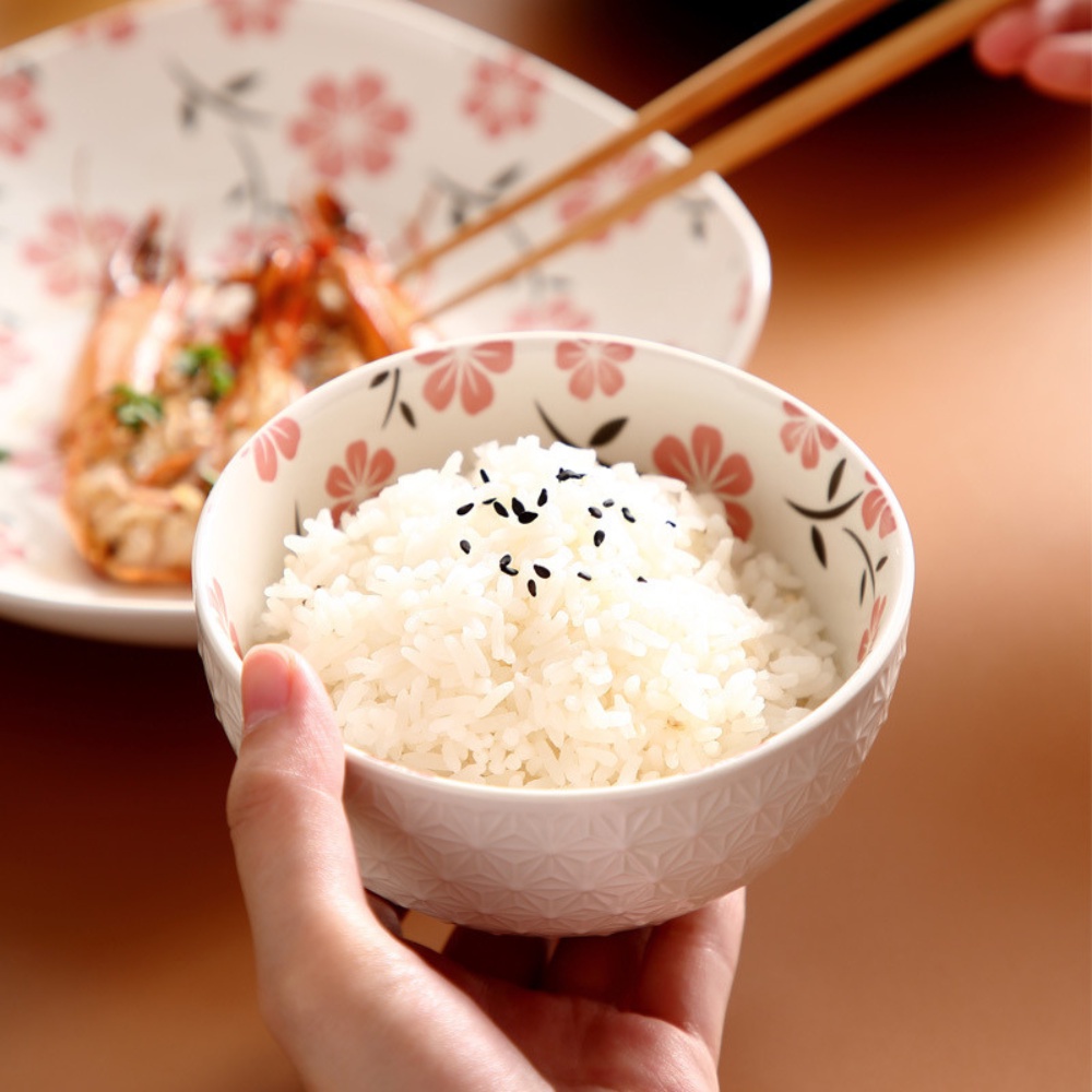 Bát sứ ăn cơm họa tiết sang trọng bát men sứ gia đình cao cấp hiện đại