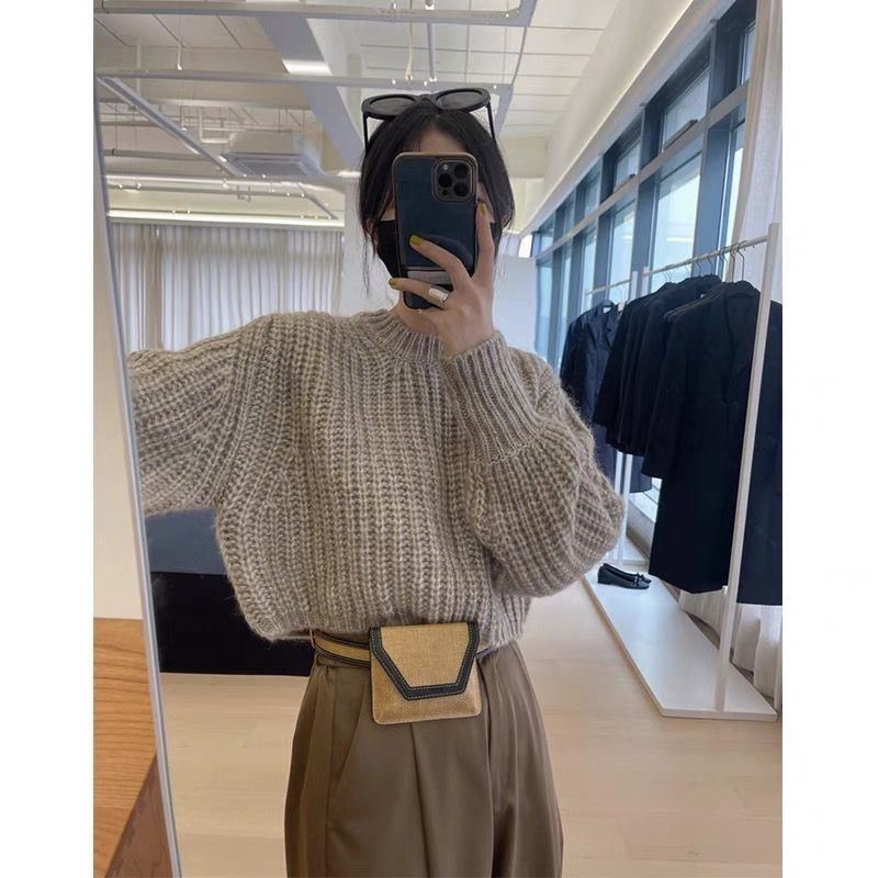 Áo Sweater Dệt Kim Dáng Ngắn Phong Cách Thời Trang Thu Đông Mới Cho Nữ