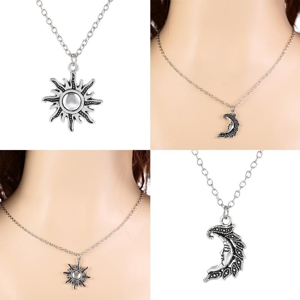 Vòng cổ Hình Mặt Trăng / Mặt Trời Phong Cách Vintage Cho Cặp Đôi