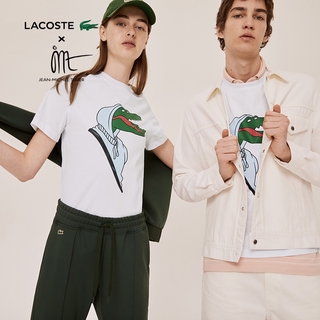 LACOSTE Áo Thun Nam Tay Ngắn Cổ Tròn Vải Cotton Thoáng Khí In Hình Thời Trang
