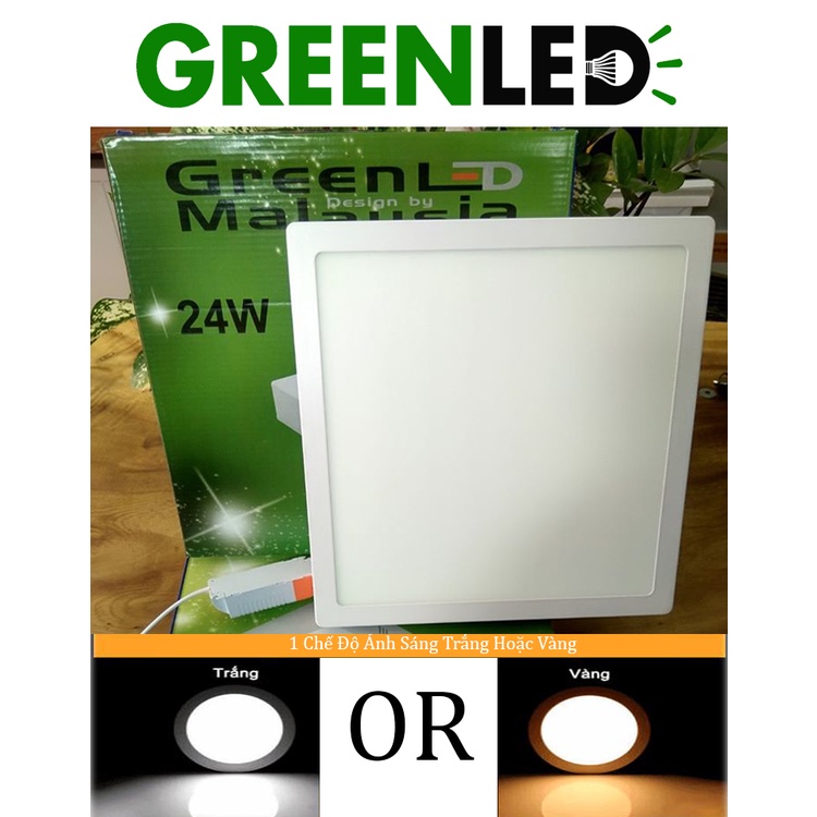 Đèn Led Ốp Trần Vuông 24W 1 chế độ GREEN LED design by MALAYSIA