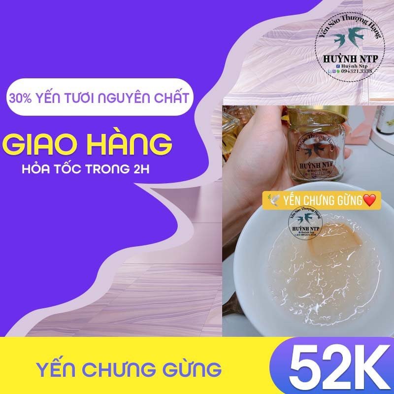 Tổ Yến Chưng Gừng-Bồi bổ&Tăng cường sức đề kháng,Tốt cho hệ tiêu hoá,Giải Cảm nhanh chóng,Ngừa ung thư-Cho mọi đối tượng