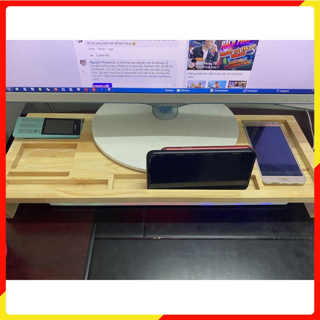 Kệ Kê Màn Hình Máy Tính, Kê iMac, Laptop Bằng Gỗ Tự Nhiên