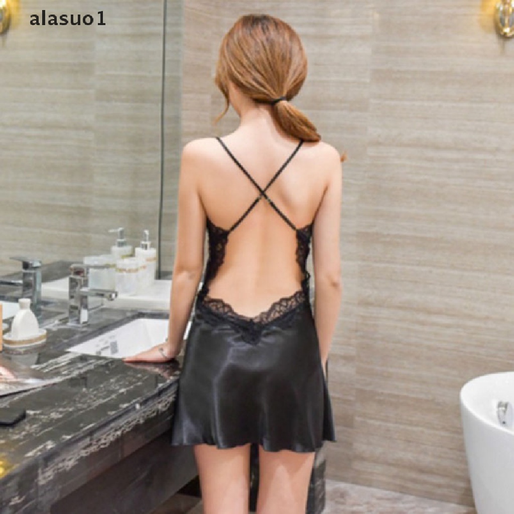 [alasuo1] Đầm Ngủ Ren Satin Hở Lưng Gợi Cảm Cho Nữ [VN]