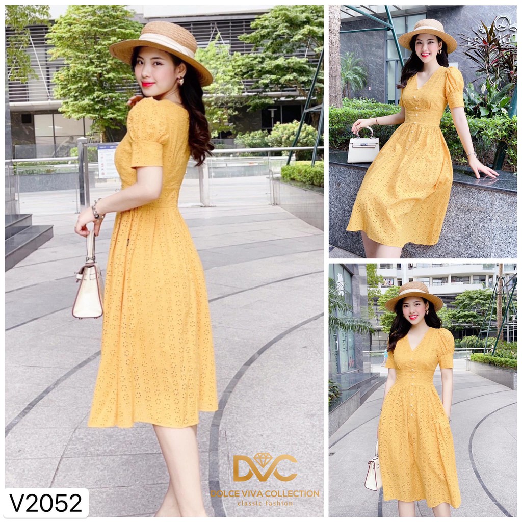 VÁY REN XÒE CỔ V - HÀNG THIẾT KẾ DVC | BigBuy360 - bigbuy360.vn