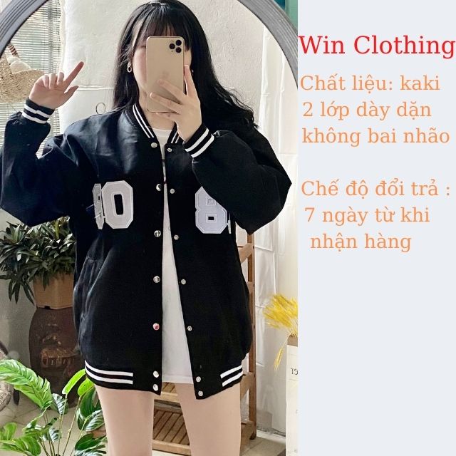 Áo khoác bomber nam, nữ unisex chất kaki dày dặn, mặc đi học, đi chơi, Áo bomber bóng chày H8-08 mã 01 | BigBuy360 - bigbuy360.vn