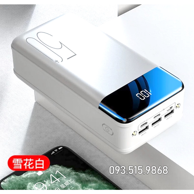 Sạc Dự Phòng 50000 mAh Dung Lượng Lớn, 2 Đèn Led Hiển Thị Pin,3 Cổng Sạc USB Hàng Chính Hãng Power Bank