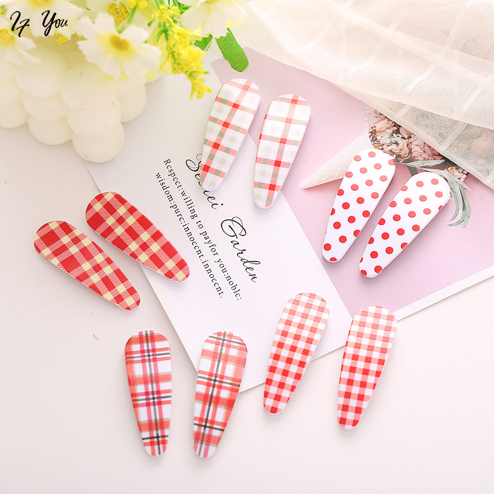 2 Kẹp tóc họa tiết chấm bi nhiều màu phong cách Hàn Quốc