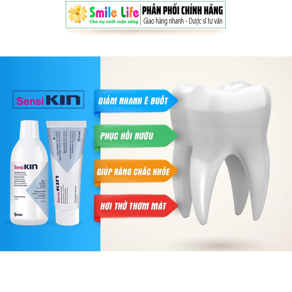 SMILE LIFE | COMBO ê buốt: Nước Súc Miệng 250ML+ Đánh Răng Ê Buốt 90g - SENSIKIN ®