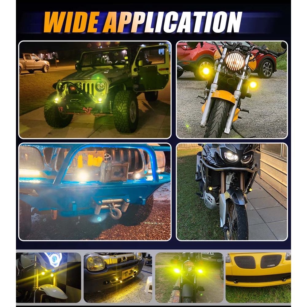 1 Cặp Đèn Led Mini 12D 120W 2inch Ánh Sáng Trắng Vàng Cho Xe Máy