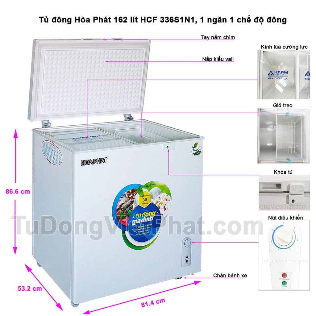 Tủ đông Hòa Phát 162 lít HCF 336S1N1