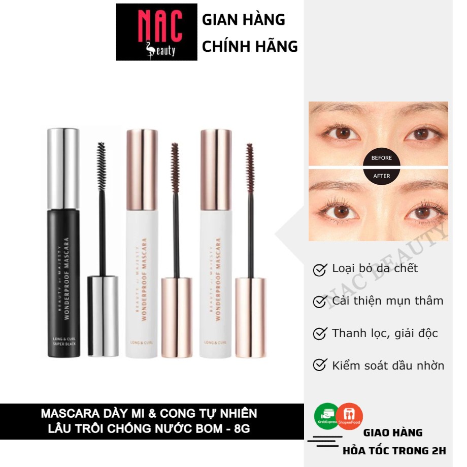 Mascara Dày Mi &amp; Cong Tự Nhiên Lâu Trôi Chống Nước BOM 8g